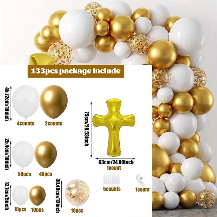 133 Balloon Arch Decoration Set Of Cross Style Aluminum Balloons For Baptisms Eucharists Day Of The Dead Funerals Memorial Day