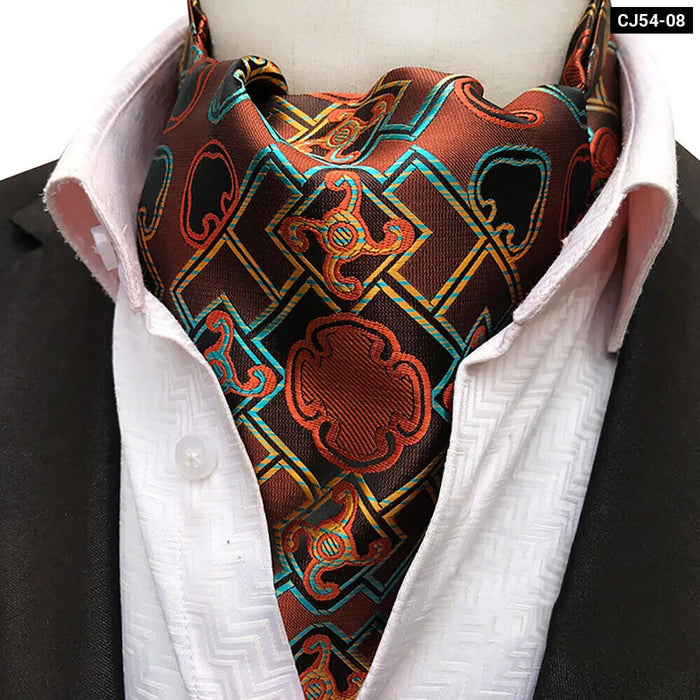 British Gentleman Tie Set Jacquard Paisley Cashew Cravat Ascot Scrunch For Weddings