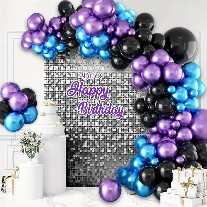 149Pcs Black And Silver Balloon Arch Wreath Set Birthday Shower Graduation Wedding Birthday Party Anniversary Decoration