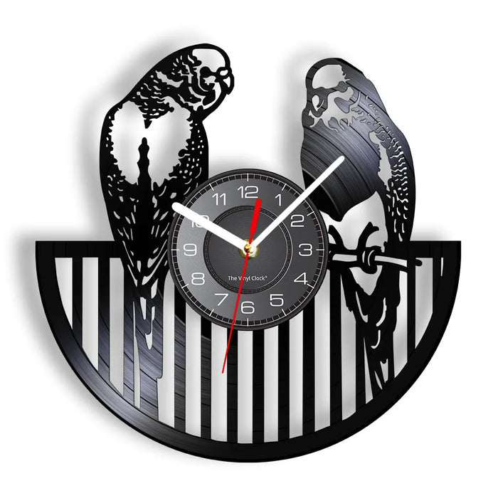 Modern Budgie Bird Vinyl Record Wall Clock