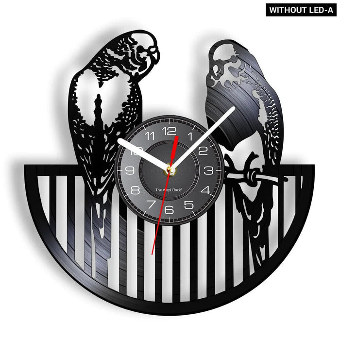 Modern Budgie Bird Vinyl Record Wall Clock