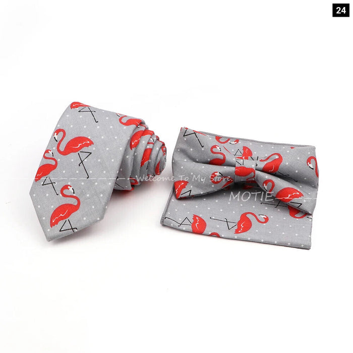 Colourful Cotton Ties And Pocket Square Set For Business And Weddings