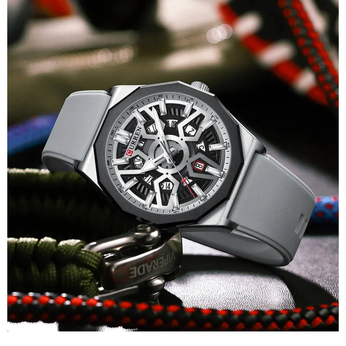 Fashion Design Wristwatches For Men's Casual Silicone Straps Quartz Auto Date Watch With Luminous Hands