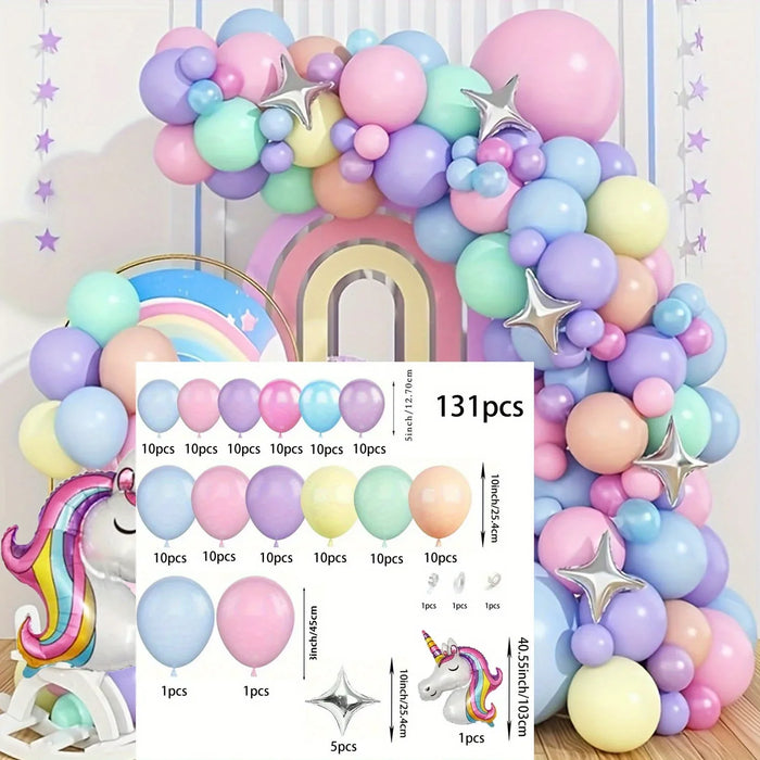 131Pcs Unicorn Balloon Arch Garland Set Birthday Party Wedding Anniversary Indoor And Outdoor Spring / Summer Decor