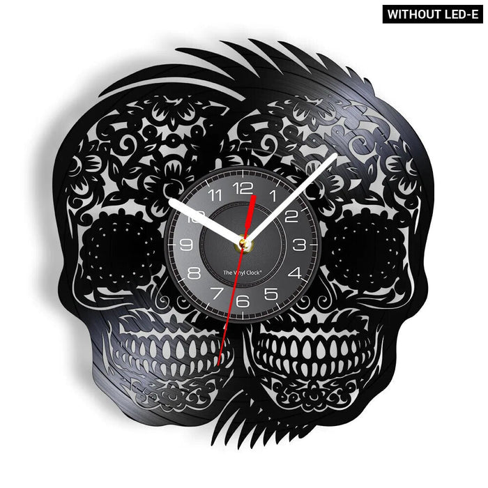 Dark Skull Vinyl Record Wall Clock