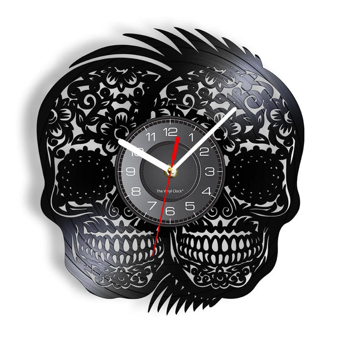 Skull Heads Vinyl Record Wall Clock