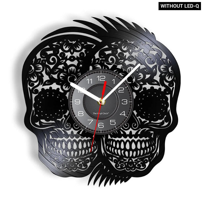 Skull Head Vinyl Record Wall Clock