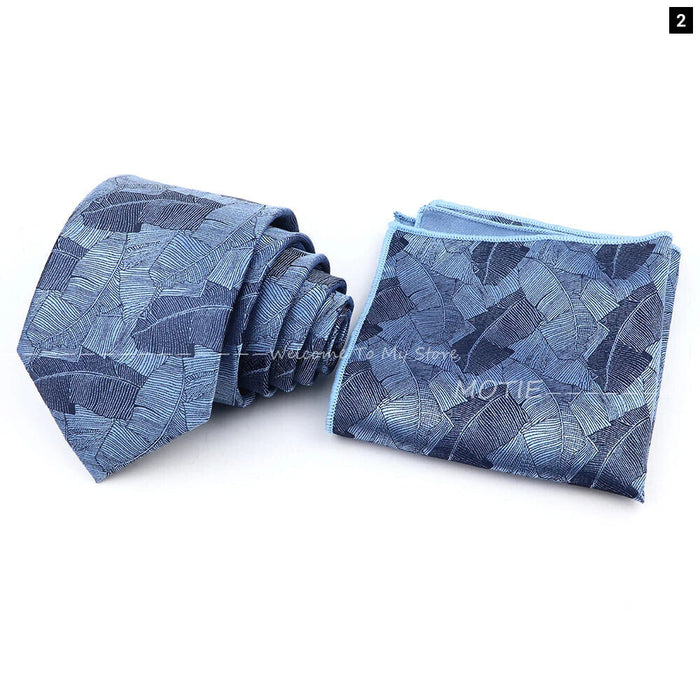 Grey Blue Striped Tie Set For Weddings And Daily Wear