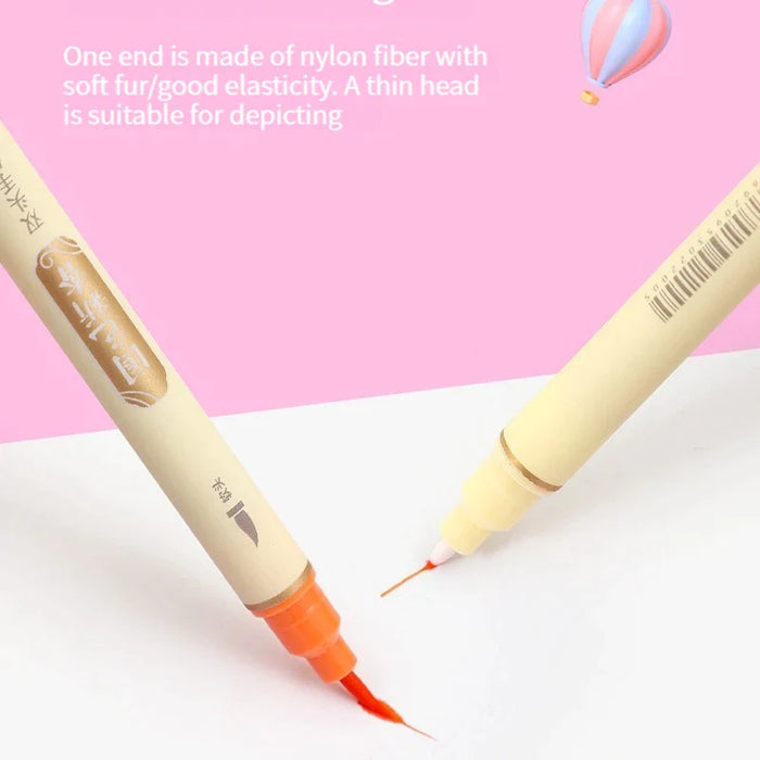 6 Piece Retro Double Tip Marker Pens Watercolour For Calligraphy Art
