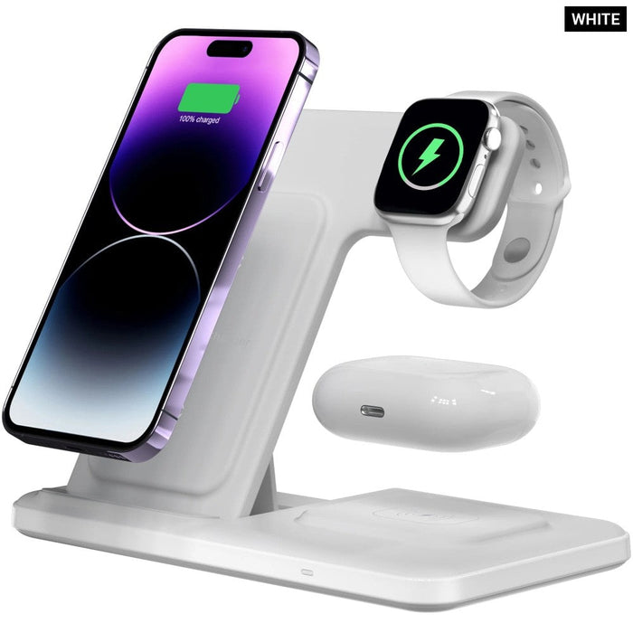 3 In 1 Wireless Fast Foldable Charging Dock Station For Iphone 14 13 12 11 Max Apple Watch 8 7 6 Airpods Pro