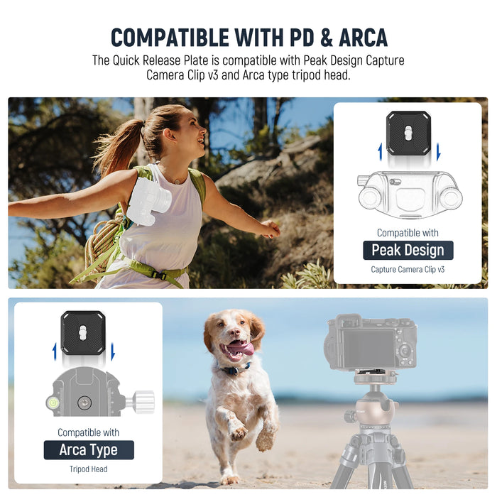 Low Profile Tripod Ball Head For Peak Capture Camera 40Mm Metal Panoramic Mount With 1/4 Arca Plate