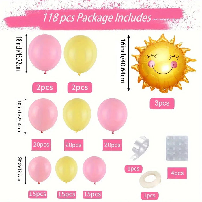 1Pc / 18Pcs Maca Pink Yellow Balloon Garland Set Suitable For Back To School Decoration Birthday Party Balloon Decoration Supplies