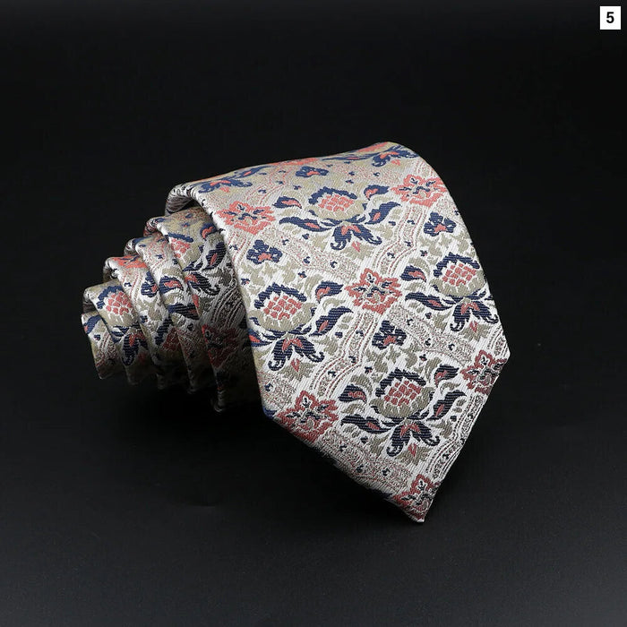 Floral Paisley Mens Tie Red Blue For Weddings And Business