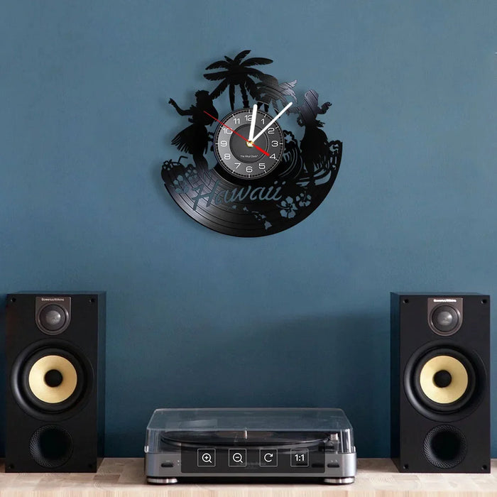 Hawaiian Luau Party Vinyl Record Clock