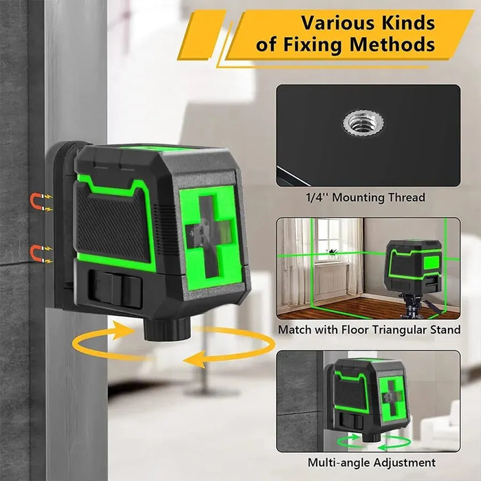 Hilda 2 Line Laser Level Self Leveling Green Laser Beam