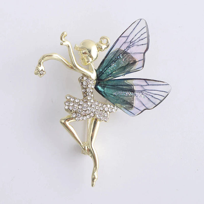Fairy Genie Crystal Wings Lapel Pin For Women