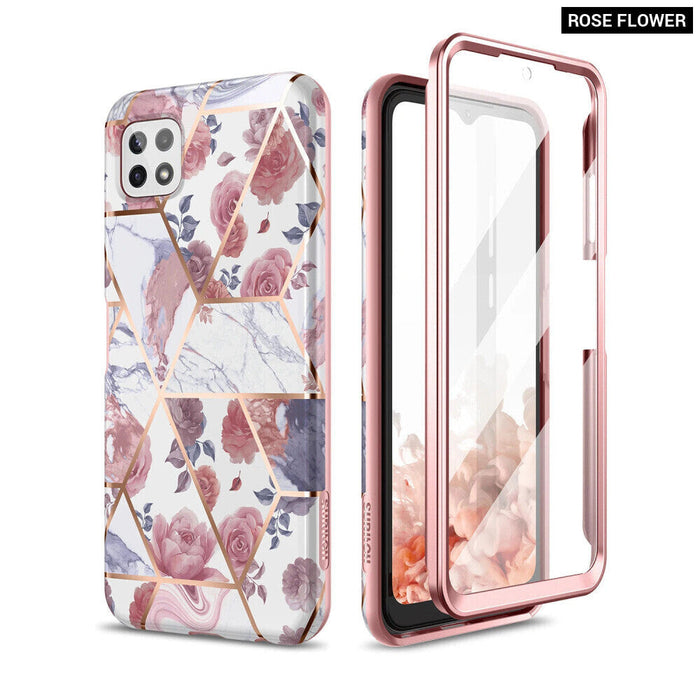 Shockproof Marble Case For Samsung Galaxy A22 With Screen Protector