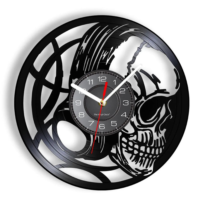 Dark Skull Vinyl Record Wall Clock