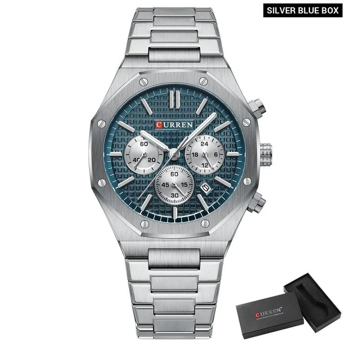 Casual Stainless Steel Quartz Wristwatches With Luminous Hands For Men