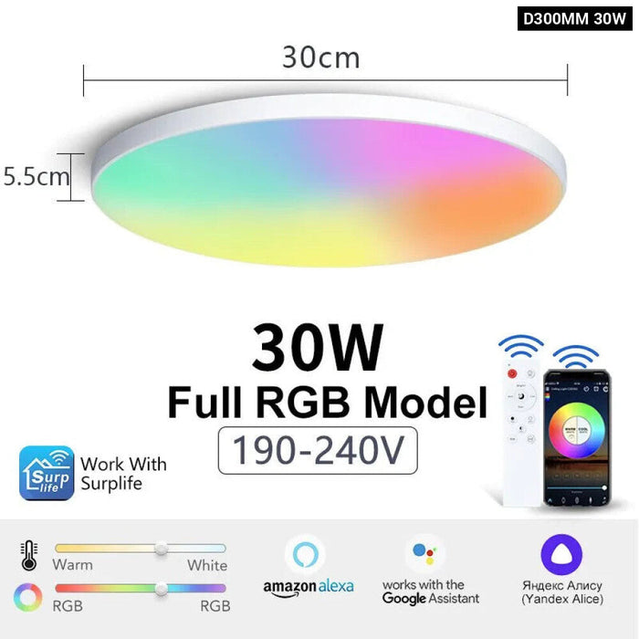 Smart Ceiling Lamps 220V 30W 48W Rgb Cct Led Lights Wifi Voice Control