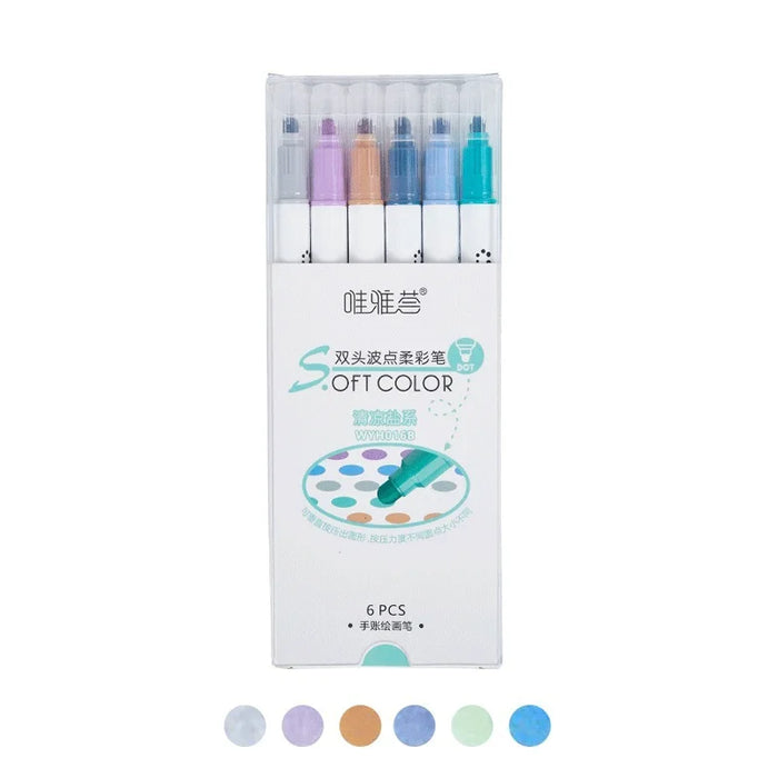 6 Pieces Dual Tip Dot Highlighter Set For Drawing Painting