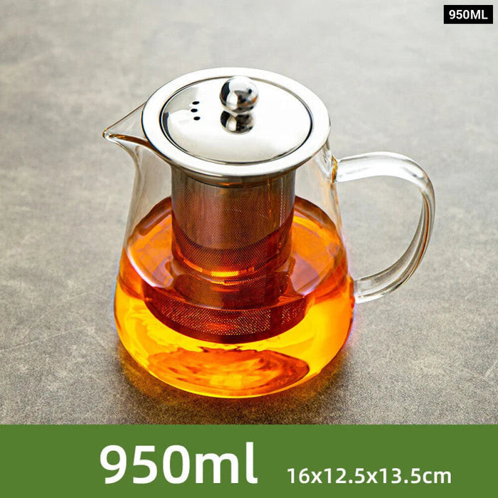 Clear Glass Kung Fu Teapot Set With Filter