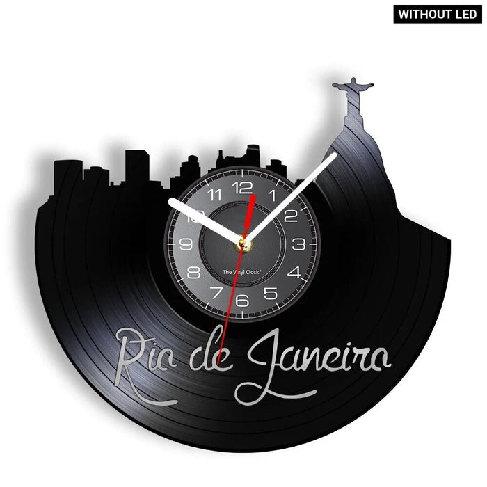 Rio De Janeiro Skyline Vinyl Record Wall Clock