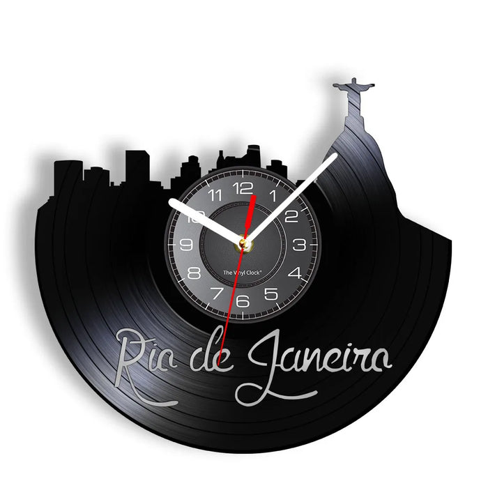 Rio De Janeiro Skyline Vinyl Record Wall Clock