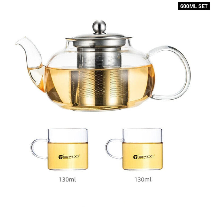Stainless Steel Filter Tea Set With Glass Pot
