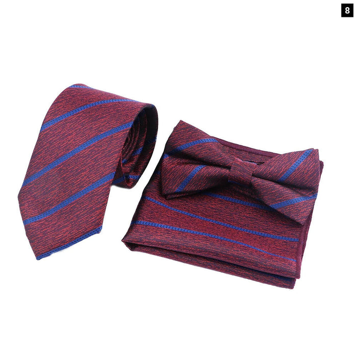 Classic Paisley Striped Necktie Set Mens Fashion Accessory