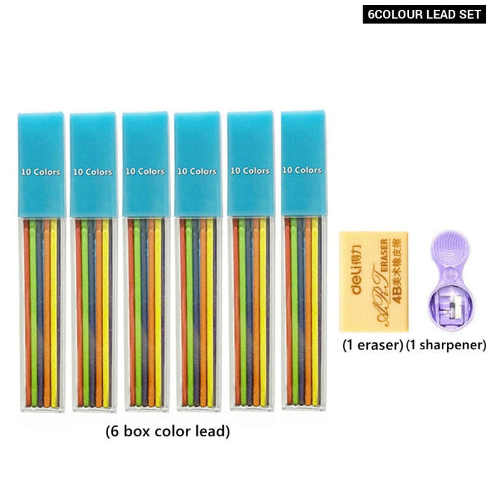 2.0Mm Mechanical Pencil Set With Sharpener And Colour Leads Stationery