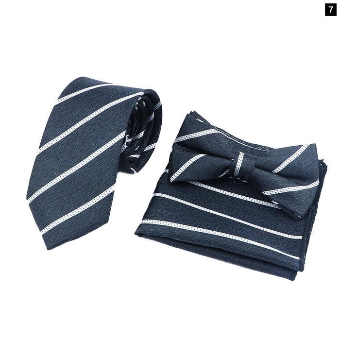 Classic Paisley Striped Necktie Set Mens Fashion Accessory