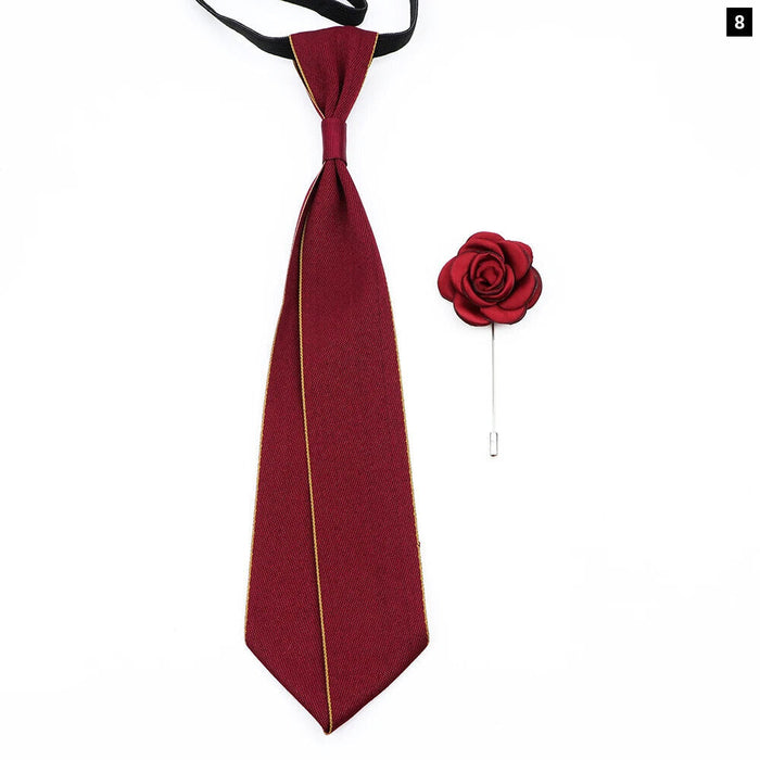 Handmade Ties And Flower Brooch Set And Elegant For Weddings And Business