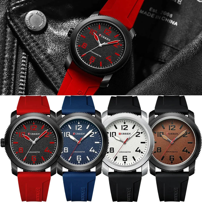 Fashion Men's Watches With Big Numeral Dial Business Gentleman Quartz Wristwatch With Silicone Strap