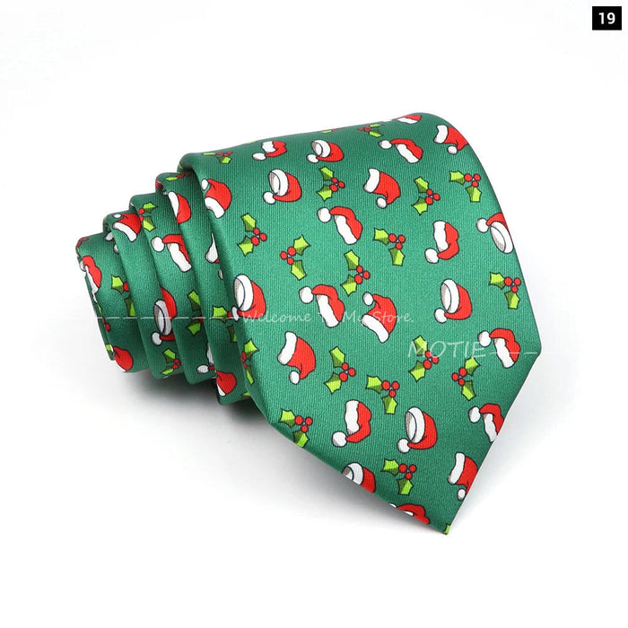 Christmas Necktie Santa Claus Green Tree Tie For Parties And Gifts