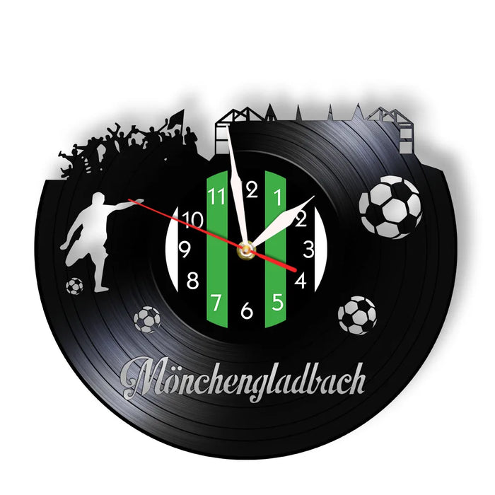 Monchengladbach City Skyline Vinyl Record Clock