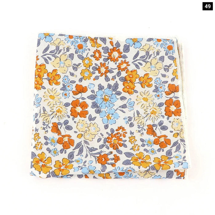 Floral Pocket Square For Men Classic White Cotton Handkerchief For Weddings And Daily Wear