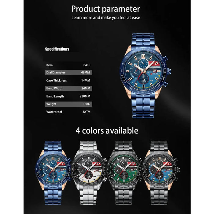 Fashion Stainless Steel Chronograph Quartz Wristwatches For Men