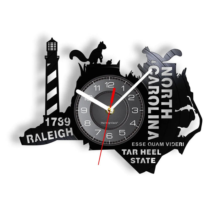 North Carolina Vinyl Record Wall Clock