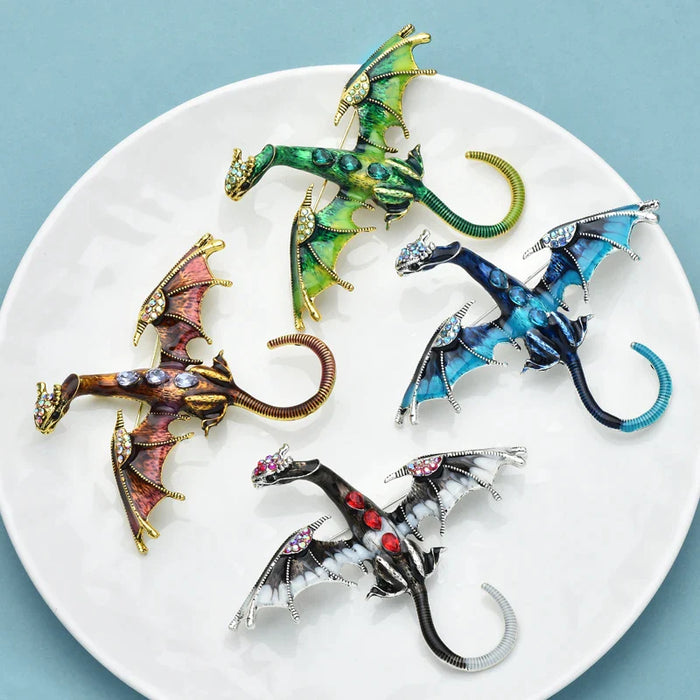 Dragon Brooch Pin Legend Animal Design 4 Colours Gift