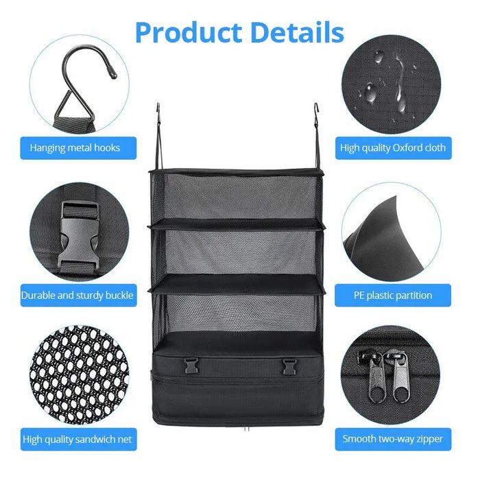 Travel Organizer Set Hanging Packing Cubes Shelves Laundry