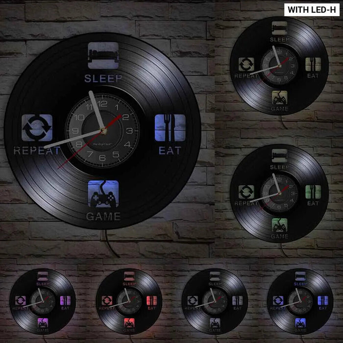 Retro Vinyl Record Wall Clock For Gamer Room Decor