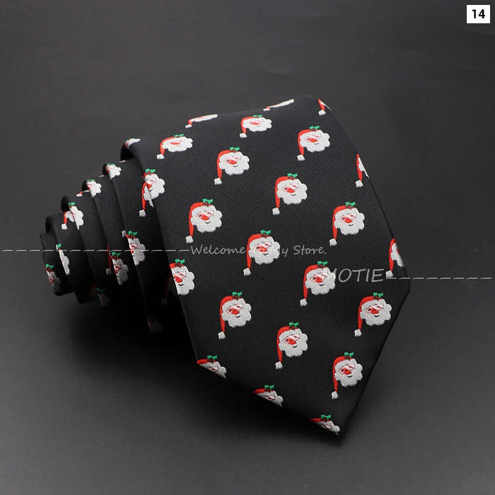 Christmas Tie Festive Snow Santa Claus Necktie For Men And Women