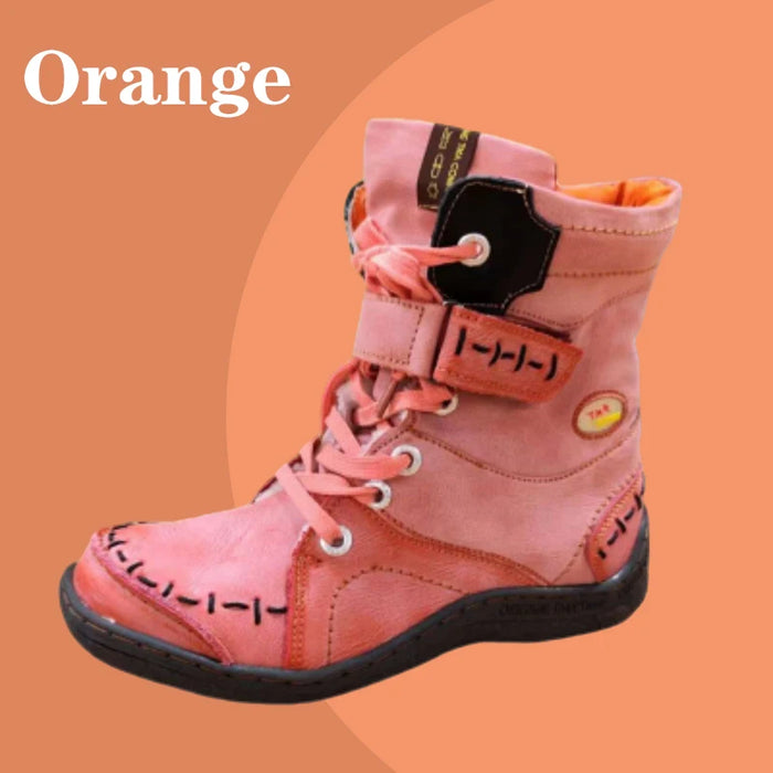 Womens Winter Leather Boots Simple Short Plush With Slip-On Closure Breathable And Anti-Slip Features