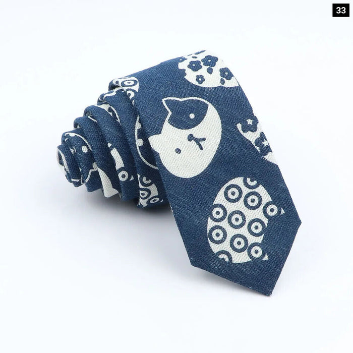 Floral Animal Print Linen Tie For Weddings And Parties