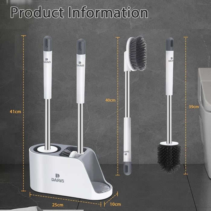 2 In 1 Breathable Soft Bristle And Silicone Wall-Mounted Toilet Cleaning Brush