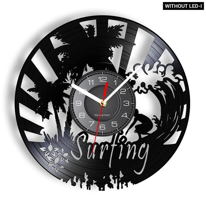 Surfing Vinyl Record Wall Clock