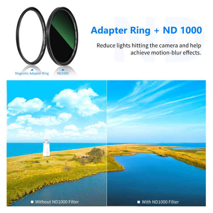 4 In 1 Magnetic Lens Filter Kit Nd1000 Mcuv Cpl Adapter Ring 42 Layer Coating Hd Optical Glass