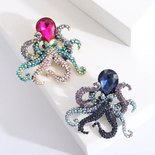 Colourful Rhinestone Octopus Lapel Pin Luxury Brooch