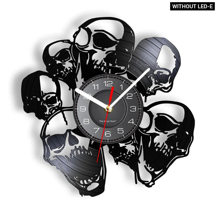 Vinyl Record Wall Clock With Skulls